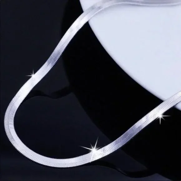 20” NEW 925 STERLING SILVER HERRINGBONE NECKLACE, NICE NECKLACE, CUTE NECKLACE - Picture 6 of 6